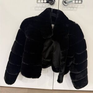 Elegant Black Faux Fur Jacket
